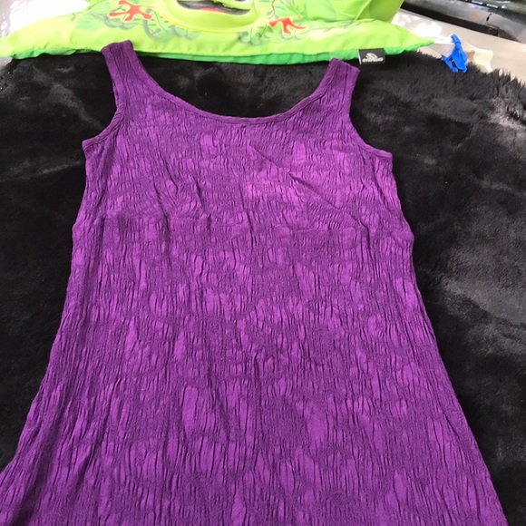 Connected Apparel Crinkle Tank Top Style Purple Dress 6 Rayon Dry Clean Wrinkle - Picture 5 of 11